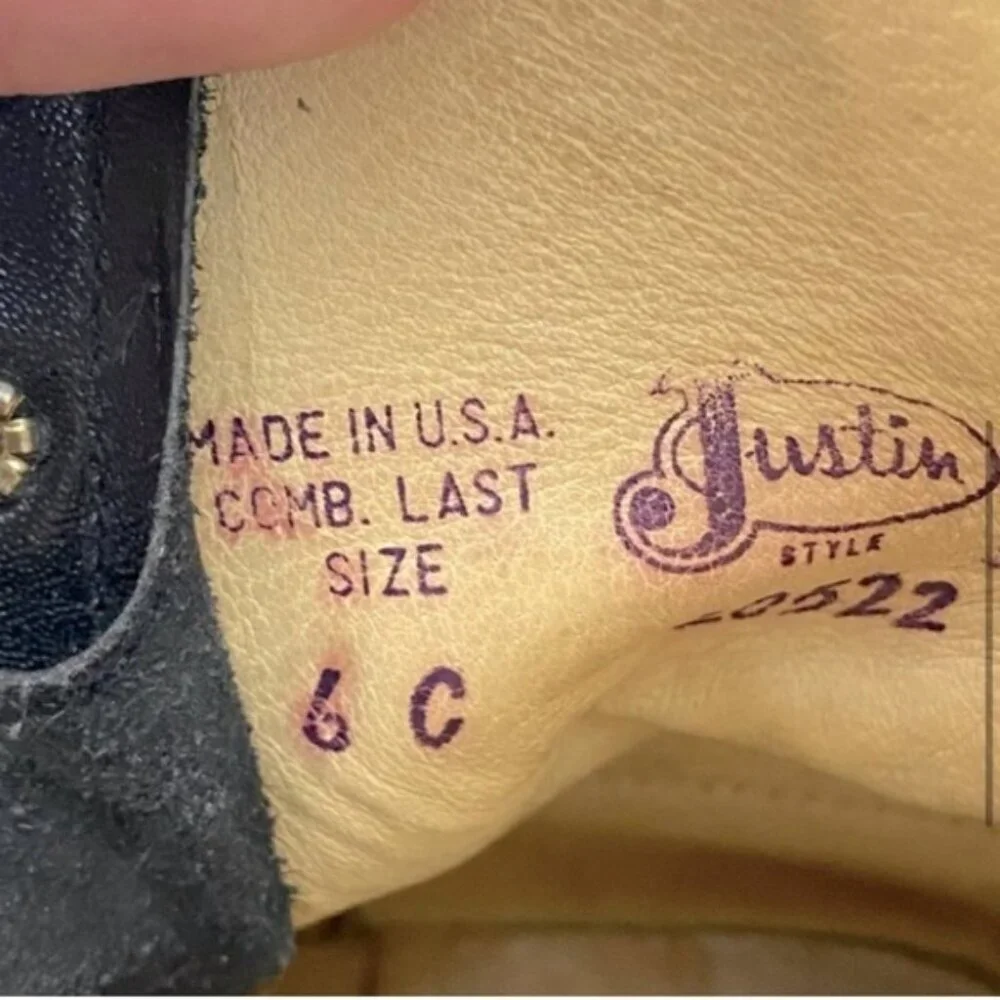 Vintage Justin Boots Black Pebbled Leather Lace Up Packer Boots 6 - Picture 5 of 13